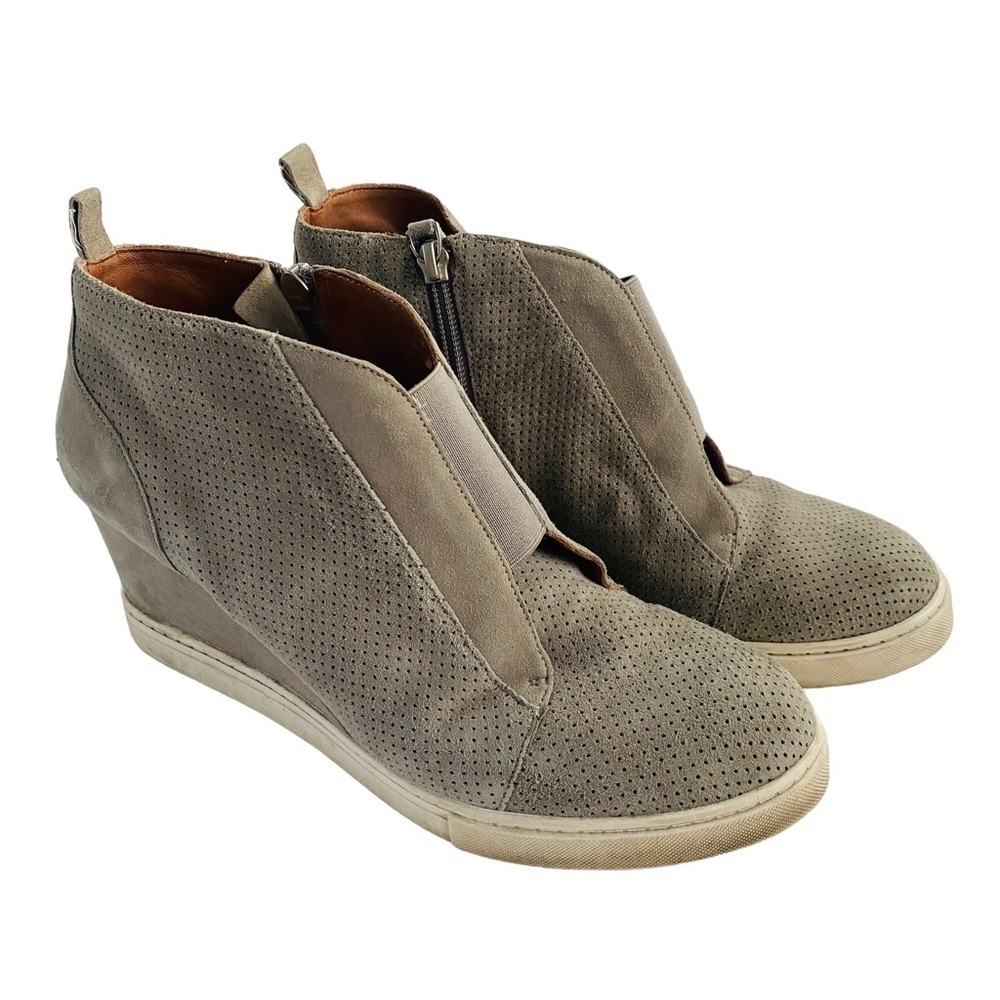 Linea Paolo Gray Suede Hidden Wedge Sneakers